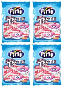 4 x FINI JELLY TEETH Gummy Candy Funny Party Sweets 90g 3.2oz - Picture 1 of 3