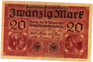 1918 Deutschland Weimarer Republik 20 Mark Banknote - Bild 1 von 2