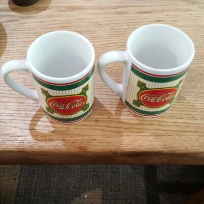 Enjoy Coca-Cola Glory Days Ceramic Mug Set of 2 Retro Cups Gibson HTF! - Image 1 of 4