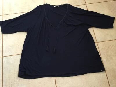 Wrap V Neck Ladies Top/T-Shirt Size 22 Linen Blend With Tassel - Image 1 of 4