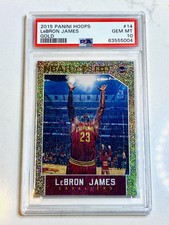 2015-16 Panini Hoops #14 LeBron James Chalk Toss Gold PSA 10 Gem Mint