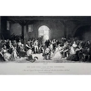 THE LAST ROLL CALL OF THE CONDEMNED - Original c1880 Antique Engraving - Picture 1 of 2