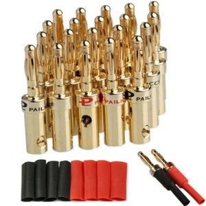 20x High End 4MM Bananenstecker Bananas Banana für Kabel bis 6mm² 24K vergoldet - Bild 1 von 7