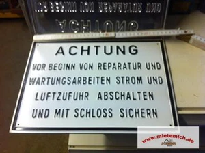 Blechschild Achtung Vor Beginn von Reparatur und Wartungsarbeiten Strom und Luft - Picture 1 of 1
