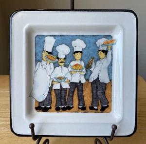 4 BRUNELLI FOUR CHEFS 7 5/8" Square Salad Plates - Four Colors - Italy - VGUC - Picture 1 of 6