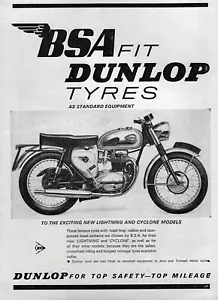 1964 BSA Lightning 650 Motorcycle Original Dunlop Print Ad - Picture 1 of 1