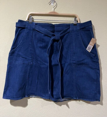 Rachel Rachel Roy Cintura Corbata Cinturón Elastizado Falda Azul Denim Mujeres Talla Grande 14W k1 Foto 1 de 4