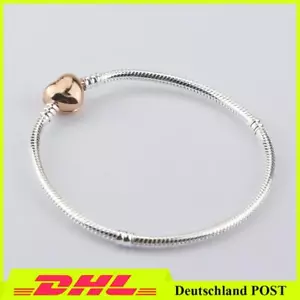 925 Silber Rosegold Armband Anhänger Herz Charm Elegant Damen Love - Bild 1 von 4