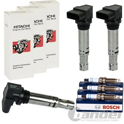 3 ASTEMO HITACHI ZÜNDSPULE +BOSCH ZÜNDKERZEN für SEAT IBIZA 3+4 VW POLO 9N 6R SK - Bild 1 von 4