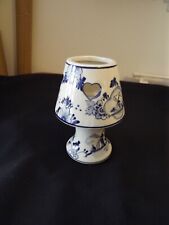 2 PC VTG DELFT WINDMILL CANDLE HOLDER blue & white HEART SHAPED LUMINARY