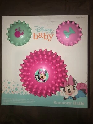Disney Baby Minnie Mouse Sensory Ball Set of 3 Learning Tools New Toy 6+ Months - Imagem 1 de 4