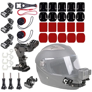34 in 1 Motorrad Helm Kinnhalterung Klebepads Kits für GoPro DJI Insta360 - Bild 1 von 5
