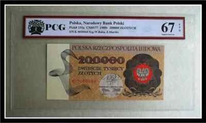 POLAND 200000 ZLOTYCH 1989 Serie K 0050564 GRADE 67 EPQ SUPERB GEM UNC - Picture 1 of 3