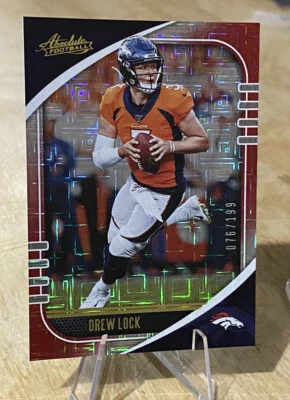 Drew Lock /199 Absolute RED SQUARES SP Parallel 2020 Denver Broncos - Image 1 of 4