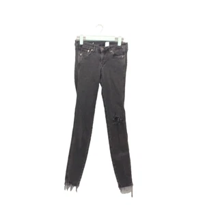&DENIM Jeans Size XS W26 L32 Women Low Waist Skinny Leg Black Distressed - Picture 1 of 13