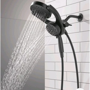 Delta 5 Einstellungen HydroRain Dual Duschkopf mit ProClean Spray mattschwarz kostenloser Versand - Bild 1 von 4