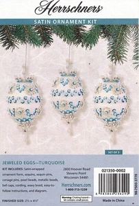HERRSCHNERS JEWELED EGGS TURQUOISE SATIN ORNAMENT KIT - Picture 1 of 1