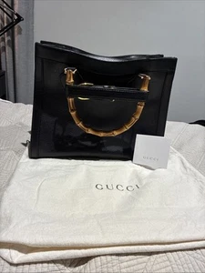 Vintage Gucci Bamboo Diana Handbag In Black - Picture 1 of 24