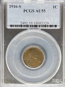 Centavo Lincoln 1916-S AU55 PCGS (#PA18085329) - Imagen 1 de 2