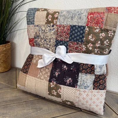 POTTERY BARN MILA REVERSIBLE QUILT, FULL / QUEEN + 2 EURO SHAMS ~ BLUE MULTI - Image 1 of 4