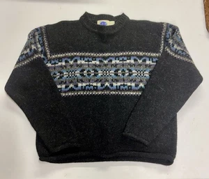 VTG Spin Gray Shetland Wool Sweater Women Small Fair Isle Nordic Cozy Cabin - Picture 1 of 5