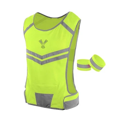 Running Reflective Vest with Inside Pocket and 2 Bands, High Visibility Refle... - Imagem 1 de 4