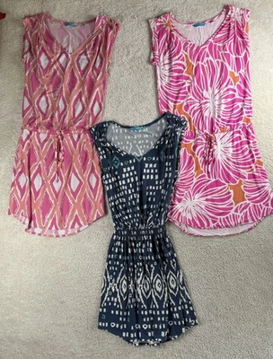 Tori Richard Dress Womens XS Drawstring Waist Floral Geometric Hawaii Summer 3 - Image 1 of 4