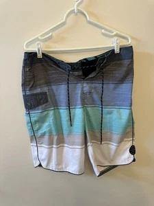 Rip Curl Striped Board Shorts Swim Trunks Drawstring Cargo Pocket Size 32 - Picture 1 of 18