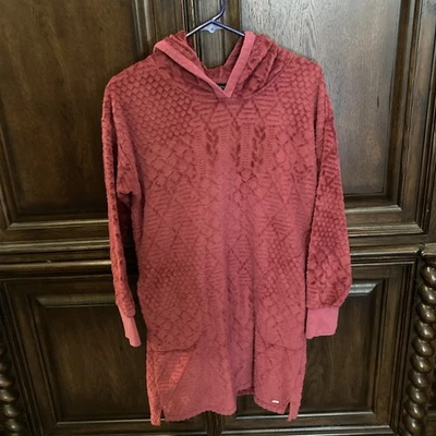 NAUTICA Sleepware Borgoña Capucha Polar Pullover Cálido Bata Bolsillos Talla Pequeña Foto 1 de 3