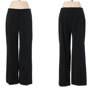 Pantalones de lana a rayas negros minimalistas de diseñador vintage Armani Collezioni años 90 - Imagen 1 de 12