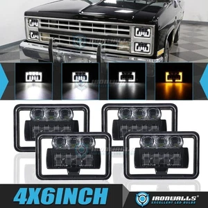 For Chevrolet C10 C20 1981-1986 4PCS 4x6" LED Headlights Hi-Lo Beam Turn Signal - Bild 1 von 12
