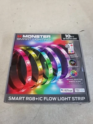 Tira de luz inteligente Monster 10 pies sonido reactivo flujo de color interior LED RGB+IC Foto 1 de 4