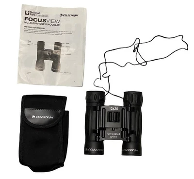 Celestron Focus View 12 x 25 Multi Purpose Binoculars Black Model 71172 - Image 1 of 4