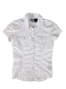 Harley-Davidson Motorcycles Women's White Pearl-Snap 100% Cotton Shirt Top Small - Picture 1 of 9