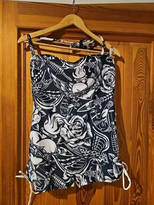 Retro Tattoo Badeanzug Gr XL Mit Etikett - Bild 1 von 4