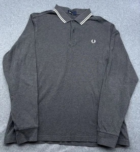 Camisa Polo Fred Perry Para Hombre Grande Manga Larga Gruesa Algodón Gris En muy buena condición - Imagen 1 de 11