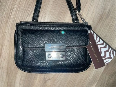 Mini Bolso Bandolera Cartera Dana Buchman Amanda Negro con Forro de Leopardo Nuevo con Etiquetas Foto 1 de 4