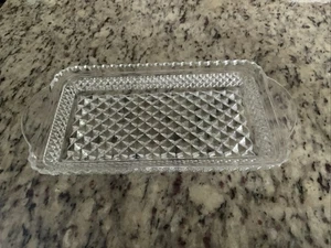 Wexford Anchor Hocking Glass Clear Relish Cranberry Tray Vintage Diamond Pattern - Picture 1 of 3
