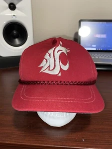 Vintage 90er WSU Cougars Herren Mütze Trucker Stil Hergestellt in den USA Riemen-Rücken Seil - Bild 1 von 8