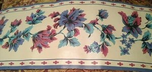 Wallpaper Border Flower Flowers Cornflower Blue Trim TAUPE Wall Cottage 2634152 - Picture 1 of 2