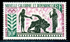 Olimpiadi estive di Tokyo 1964, wrestling, vaso greco antico, Nuova Caledonia, Michel 410, nuovo di zecca - Foto 1 di 2