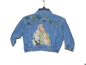 Jordache Denim Jean Jacket Baby Animals Medium 5 Girls Zoo - Picture 1 of 2