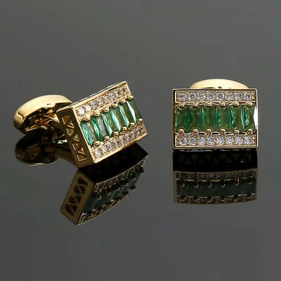 Мужская роскошь стразы с заклепками запонки ссылки прямоугольник кристаллы запонки в коробке - Изображение 1 из 2