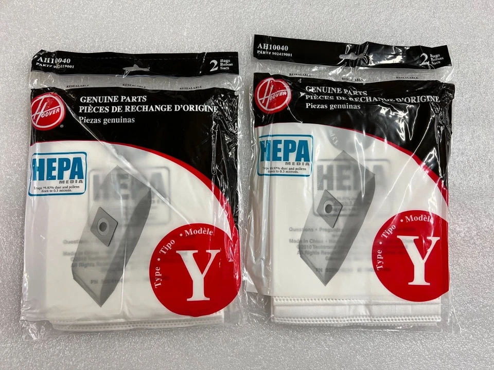 Hoover Genuine OEM Type Y HEPA Vacuum Filter Bags - 2 packs = 4 bags AH10040 - Image 1 of 1