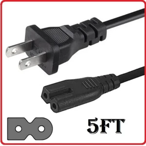 Polarized Power Cord, 2 Prong, Universal, 5Ft, Black - Picture 1 of 6