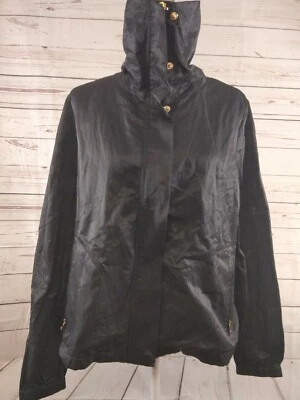 Chaqueta Talbots Mujer Talla 14 Negra Satén con Cremallera Dorada Bolsillos Elásticos Manga Foto 1 de 4