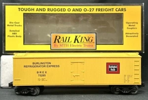 Rail King MTH RK-7806L Burlington Yellow & Tuscan Semi-Scale Reefer Car - EX - Picture 1 of 5