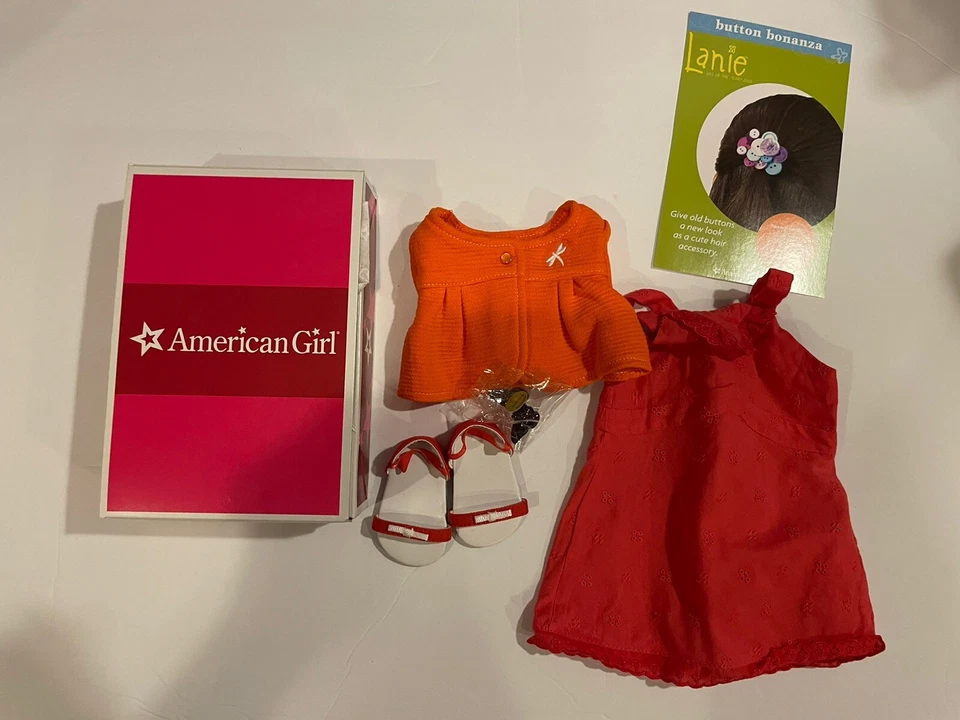 American Girl Lanie butterfly outfit Dress SET Sandals Clip - New - Image 1 of 1
