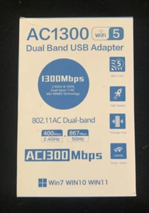 WiFi Adapter USB 3.0, AC1300 Mbps, Dual Band 5GHz/2.4G, WLAN Netzwerkadapter - Bild 1 von 1