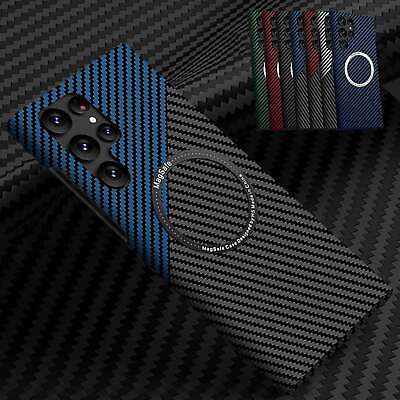 For Samsung Galaxy S23 S22 S21 Ultra Mag Safe Case  Magnetic Carbon Fiber Cover • 3.51$